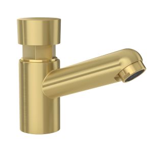 Valaz grifo de lavabo bajo con pulsador temporizador oro mate