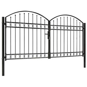 vidaXL puerta de valla assen de doble puerta con arco superior de acero