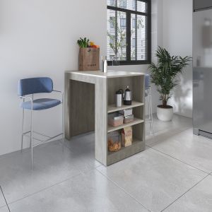Mesa auxiliar de cocina portree en melamina con 2 estantes