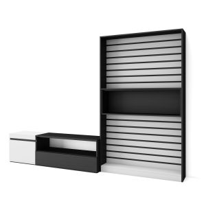 Muebles de salón para tv, 260x35x186cm, blanco y negro rf2544