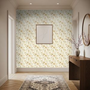 Papel floral clásico flores silvestres color beige oro 60cm por 250cm