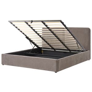 Cama con almacenaje arbois chenilla gris pardo 180 x 200 cm