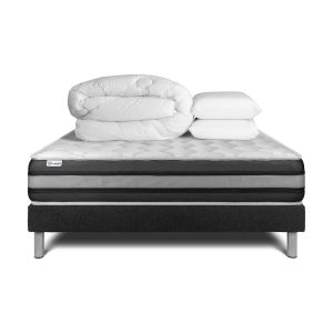 Pack cama completa - colchón 200x200cm + somier con láminas (kit) + 2 almoh