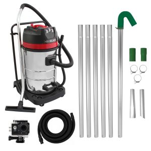 Kit limpieza de canalones: aspiradora 80l (manguera 5m), tubos y cámara 4k