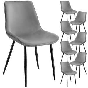 8 sillas de comedor acolchadas, aterciopeladas 48 x 59 x 82,5 cm gris