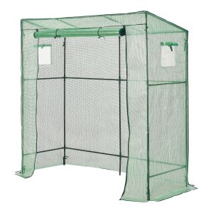 Invernadero de tomates de acero y polietileno con puerta