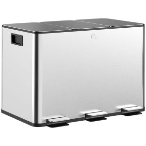 Cubo de basura 49.6x34.5x38.6 cm acero inoxidable color gris Homcom