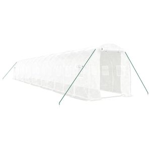 vidaXL invernadero con estructura de acero blanco 28 m² 14x2x2 m