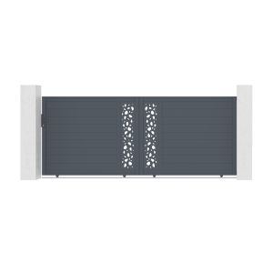 Pack puerta corredera 4m sunny a.160cm + puerta peatonal 1m a.160cm gris