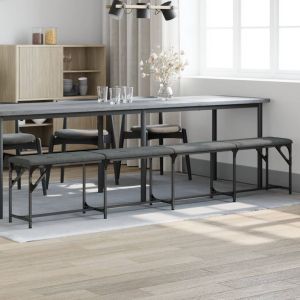 Banco de comedor acero y tela gris oscuro 248x32x45 cm oif874018