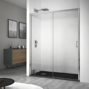 Mampara frontal + puerta corredera 120 cm  kennedy transparente sin lateral