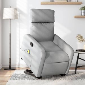 Sillón de masaje reclinable de pie de tela gris claro qweo1187