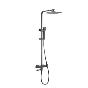 Valaz barra de ducha/bañera cuadrada ajustable 145cm negro mate - 25cm