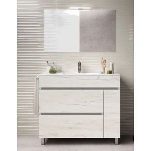 Mueble de baño caprera, lavabo y espejo 100x40cm blanco nórdico