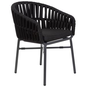 Silla de aluminio con cuerda negro 58x61x77
