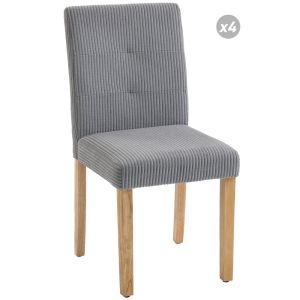 Sillas de comedor 44x56x90 cm pana, madera de caucho color gris Homcom
