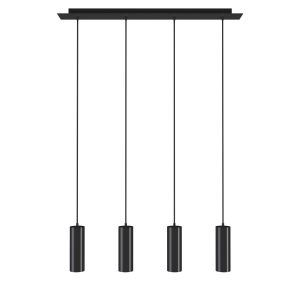 Lámpara colgante con 4 luces y cables ajustables en longitud, negro