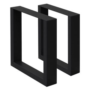 2x patas de mesa industrial 40 x 43 cm acero negro perfiles cuadradros