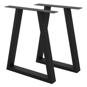2x patas de mesa industrial 60 x 72 cm acero negro diseño en forma h