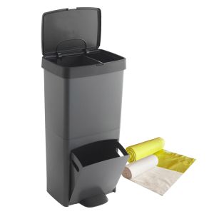 Wellhome cubo de basura 70l + 2 compartimentos + papelera + bolsas basuras
