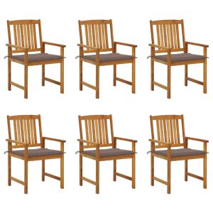 vidaXL sillas de jardín y cojines 6 unidades madera maciza de acacia