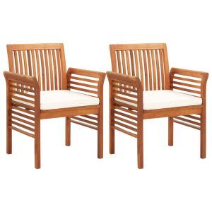 vidaXL sillas de comedor jardín 2 uds con cojines madera maciza acacia