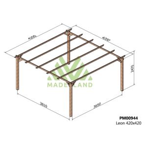 Pérgola de madera maciza - león 420x420cm (maderland)