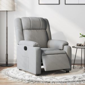 Sillón reclinable eléctrico tela gris claro qweo4523