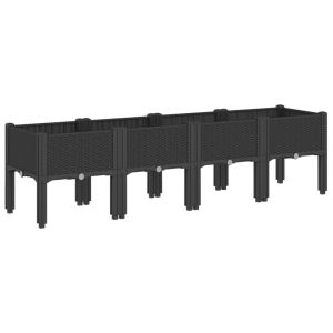 vidaXL jardinera con patas pp negro 160x40x42 cm