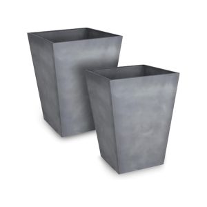 Keter set 2x macetero polyal betón cuadrado 40 cm y 60l - gris
