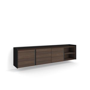 Mueble tv, 207x35x50cm, roble oscuro y negro, colgado, suspendido rf4579