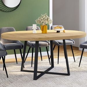 Mesa redonda extensible selma madera negra - 110-150 cm