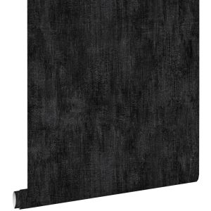 Estahome papel pintado liso con efecto pictórico negro 53 cm x 10.05 m