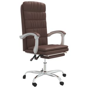 Silla de oficina de piel sintética marrón con asiento