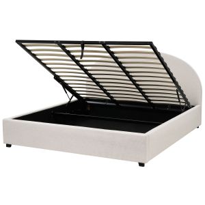 Cama con almacenaje vaucluse tela beige claro 180 x 200 cm