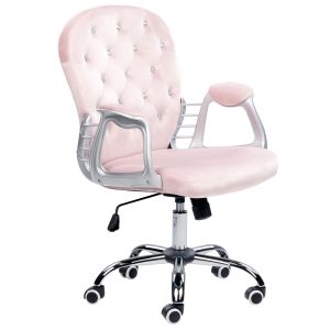 Silla de escritorio princess terciopelo rosa pastel
