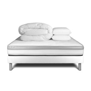 Pack cama completa - colchón 160x200cm + somier con láminas (kit) + 2 almoh