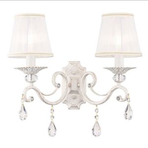 Grace aplique vela blanca con oro y cristal, 2 luces, e14