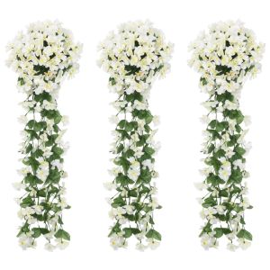 vidaXL guirnaldas de flores artificiales 3 uds blanco 85 cm