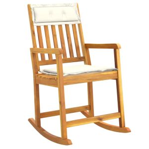 vidaXL silla mecedora con cojines madera maciza acacia
