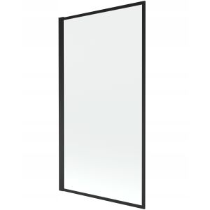 Mampara de bañera 1 hoja vidrio transparente, 80x140 cm, perfil negro