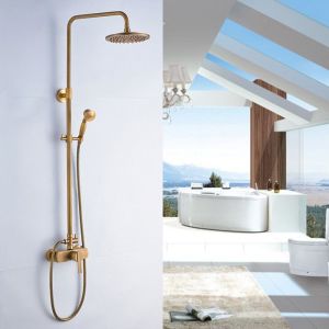 Columna de ducha - bronce - mezclador mecánico - ducha de efecto lluvia - a