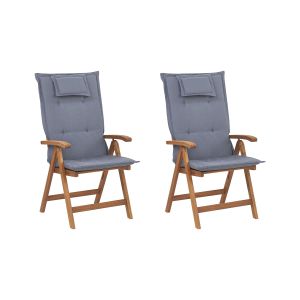 Conjunto de 2 sillas de jardín con cojines java madera de acacia azul