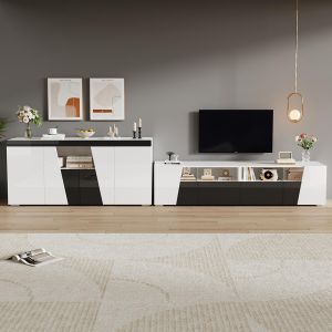 Combinación de mueble para tv y aparador, LED, 140 x 40 x 65 cm
