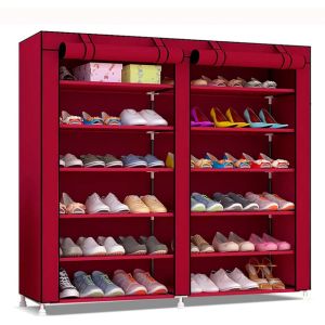 Armario zapatero tela puertas cremallera nyana home 110x120x30cm granate