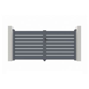 Pack puerta batiente vogel 3m h.160cm + puerta peatonal 1m h.160cm gris