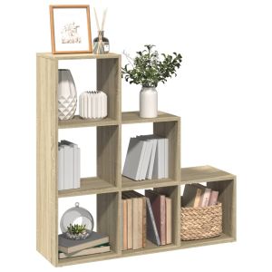Librería divisor 3 niveles madera roble sonoma 99x29x99 cm