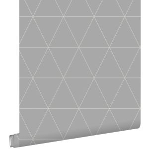 Estahome papel pintado triángulos gráficos gris cálido 50 x 900 cm