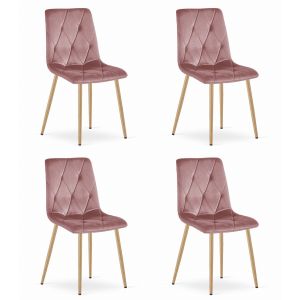 Silla valora tyra, terciopelo rosa, patas de madera (x4)