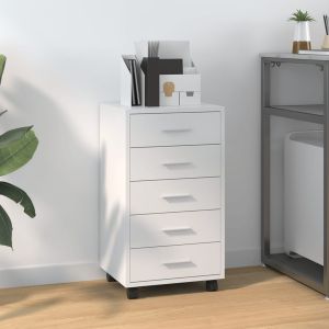 Cajonera con ruedas madera contrachapada blanco brillante efe1148